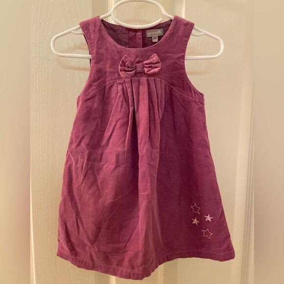 Grain de ble Girls Purple Corduroy Pinafore Button Down Back Dress Sz 24 Months - Picture 1 of 6